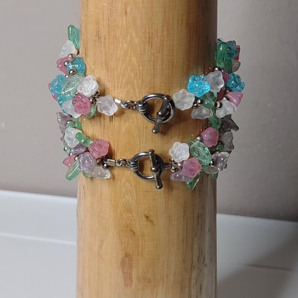 7.5 And 7 Inch Colorful Layered Glass Bead Watch And Bracelet Set - Picture 4 of 14